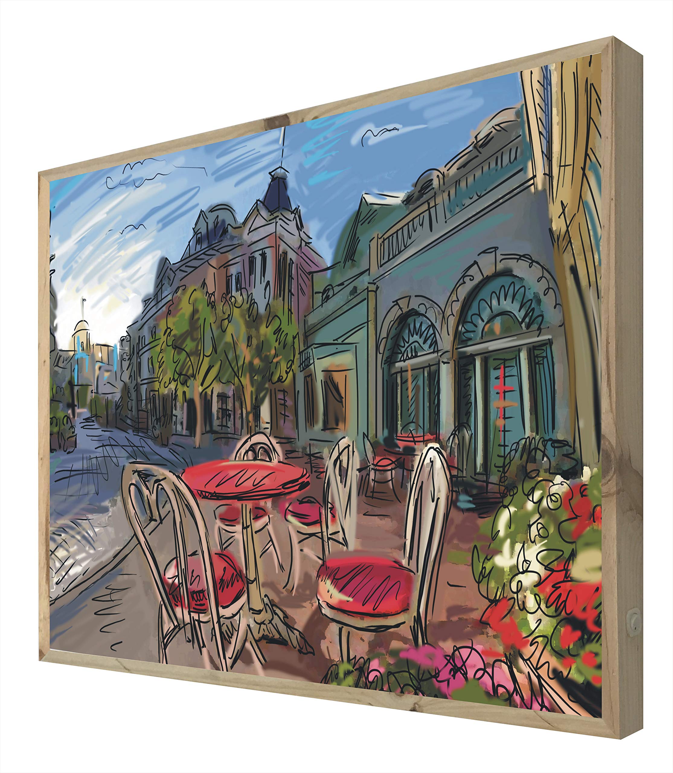 Tableau rétroéclairé Café de Paris en bois : ambiance bistrot dans votre salon