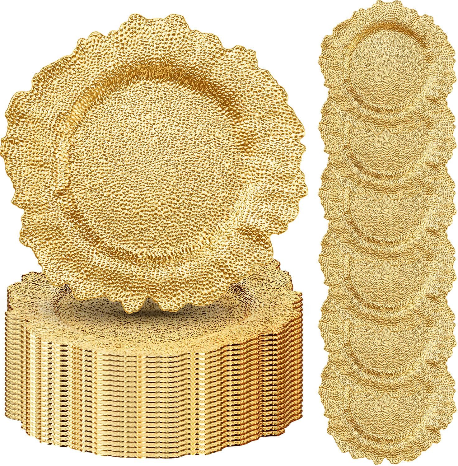 Nitial 18 Pcs Gold Charger Plates Bulk 13 Inch Reef Design