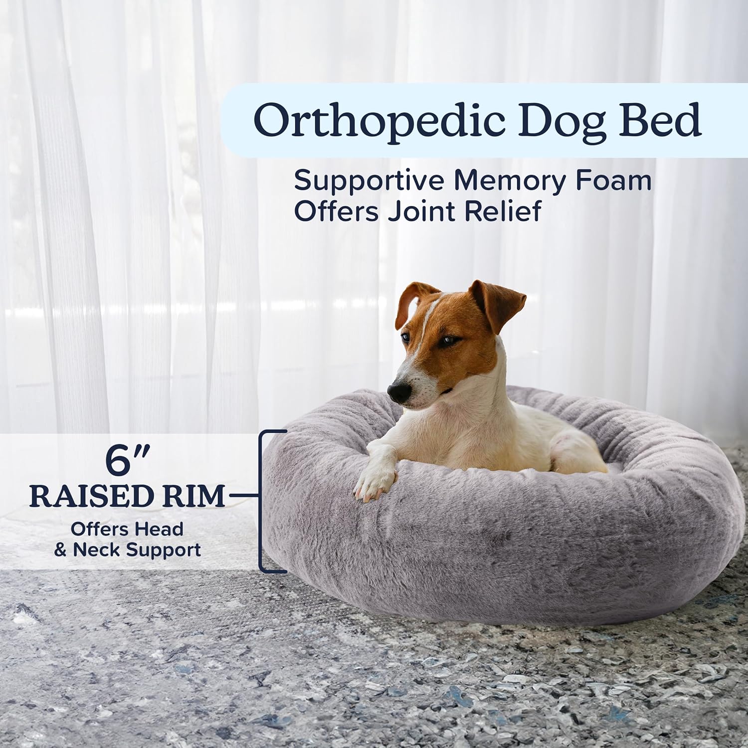 Small Gray Orthopedic Elevated Donut Dog Bed
