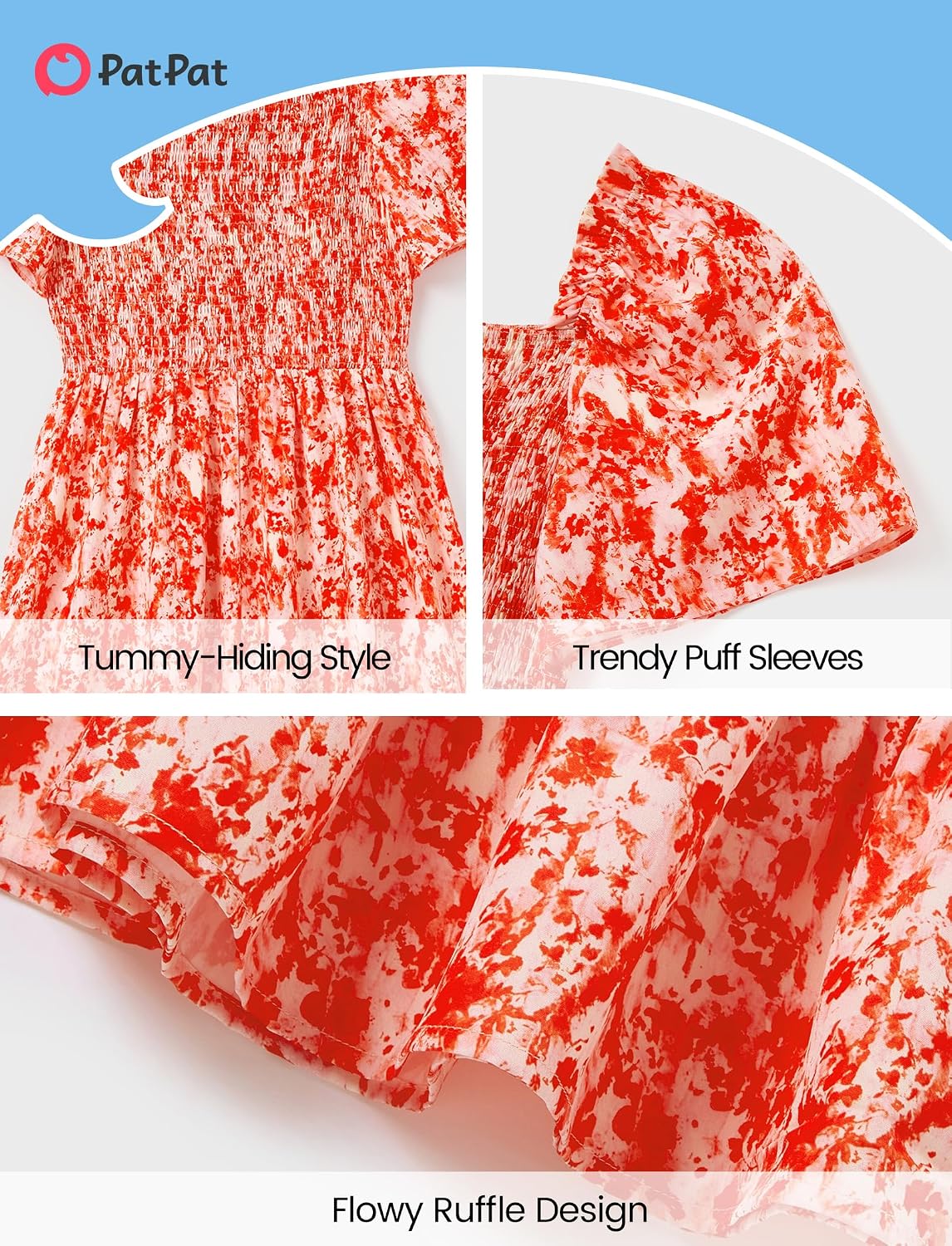 PATPAT Family Matching Outfits Mommy and Me Dresses Floral Dress & T-Shirts | Mommy and Me Easter Dresses, Puff Sleeve Floral Sundress, Cotton Blend T-shirts, Couples Party Wedding Vacation Outfits