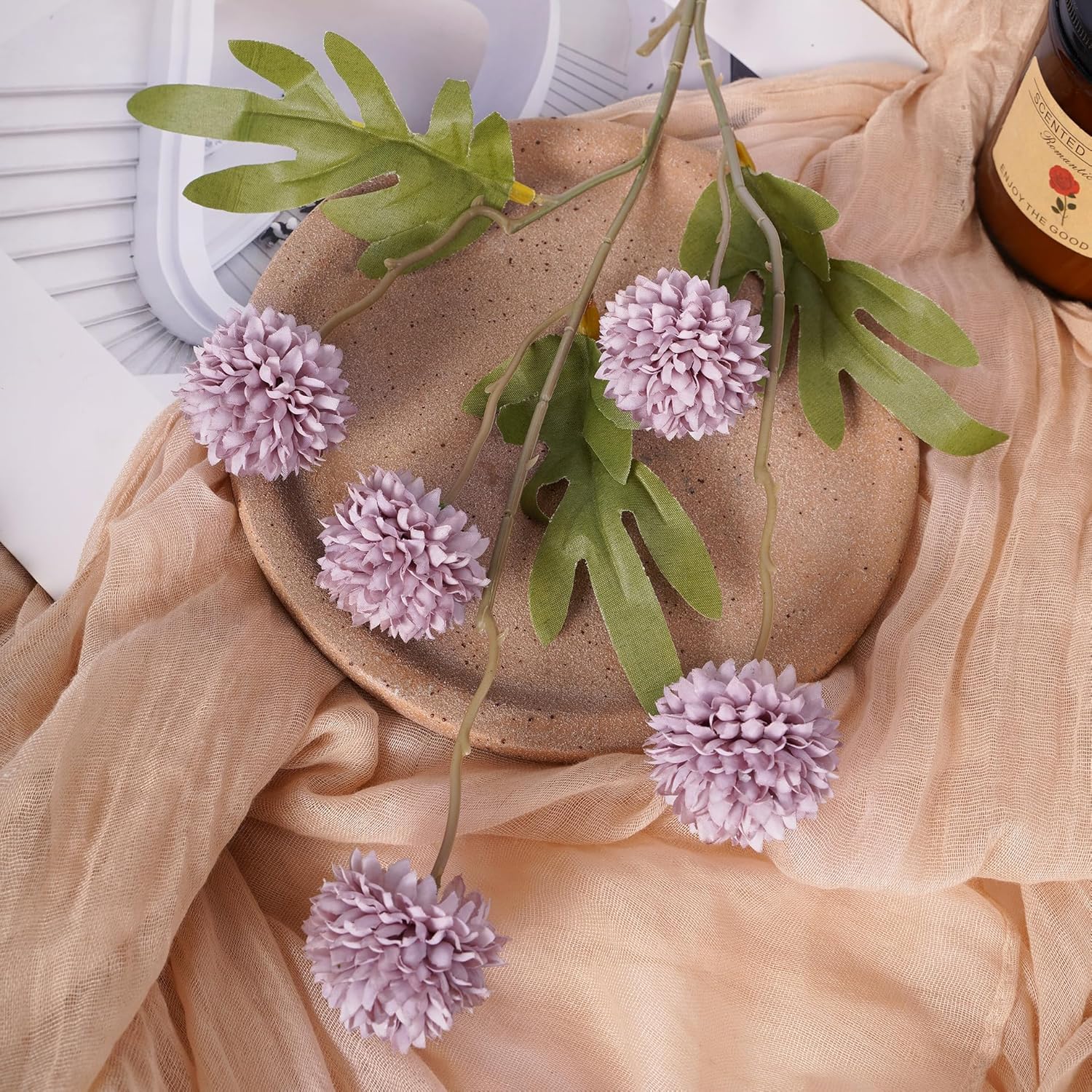 8PCS Purple Fake Flowers Artificial Chrysanthemum Faux Mums Matching 2PCS Rose Red Daisy Faux Flowers for Vase Fall Long Stems Flower Silk Flower for Home Decor Wedding Decor,20.5In (No Vase)