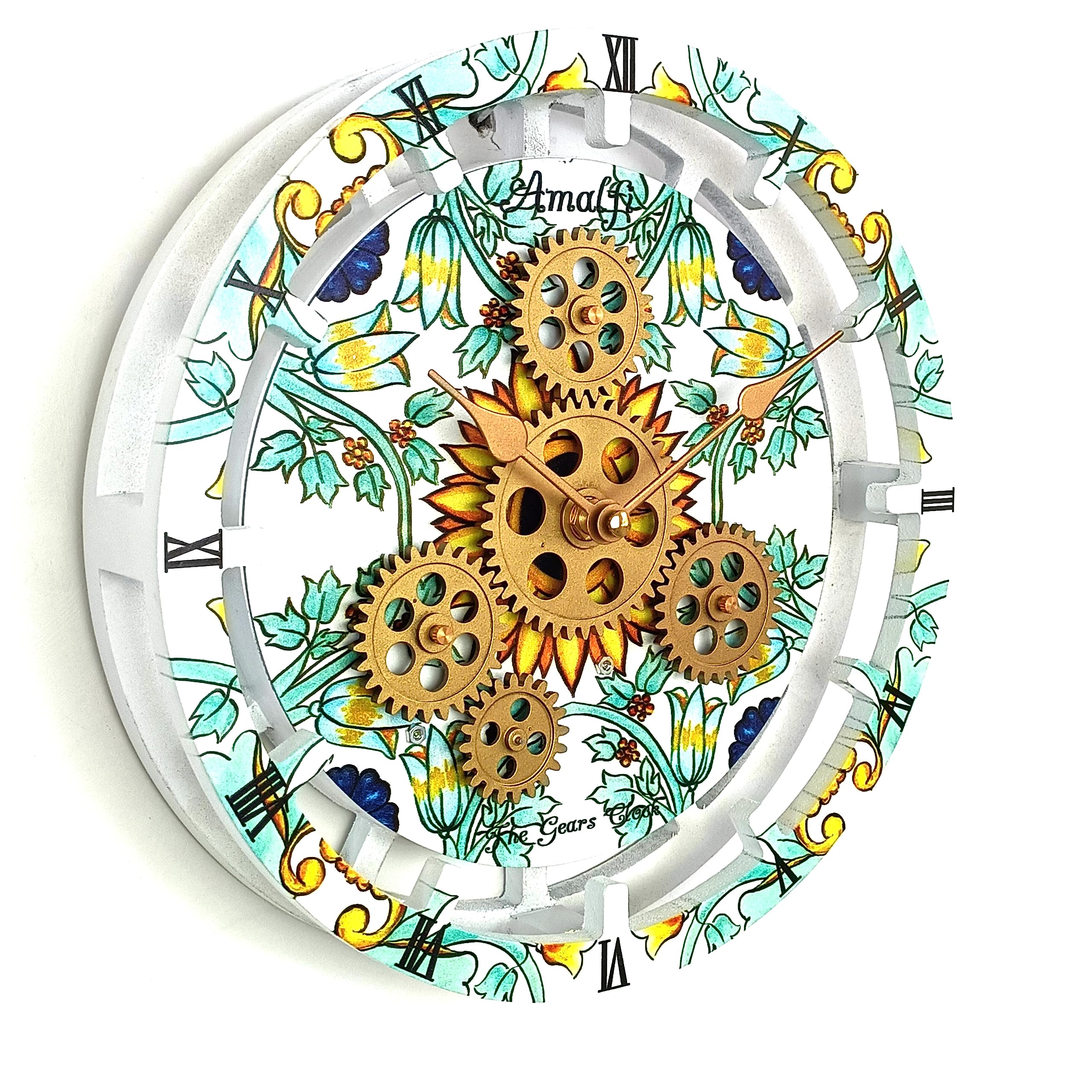 The Gears Clock - Orologio da parete con ingranaggi mobili, collezione Italia, 25,4 cm