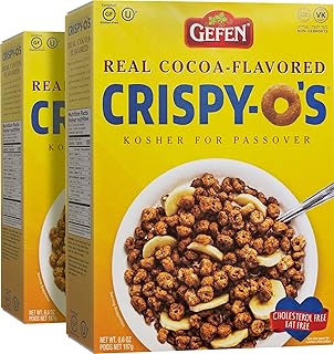 Gefen Crispy-O's Gluten Free Chocolate Cereal 6.6oz (2 Pack), Grain Free, Low Calorie, Fat Free, Cholesterol Free, Kosher for Passover, Low Sodium