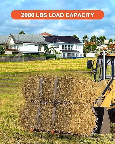 Miniatura 2 de Abrazadera de 2000 libras en horquillas de palet de 60 pulgadas de alta resistencia con barra estabilizadora ajustable para cargador de cucharones