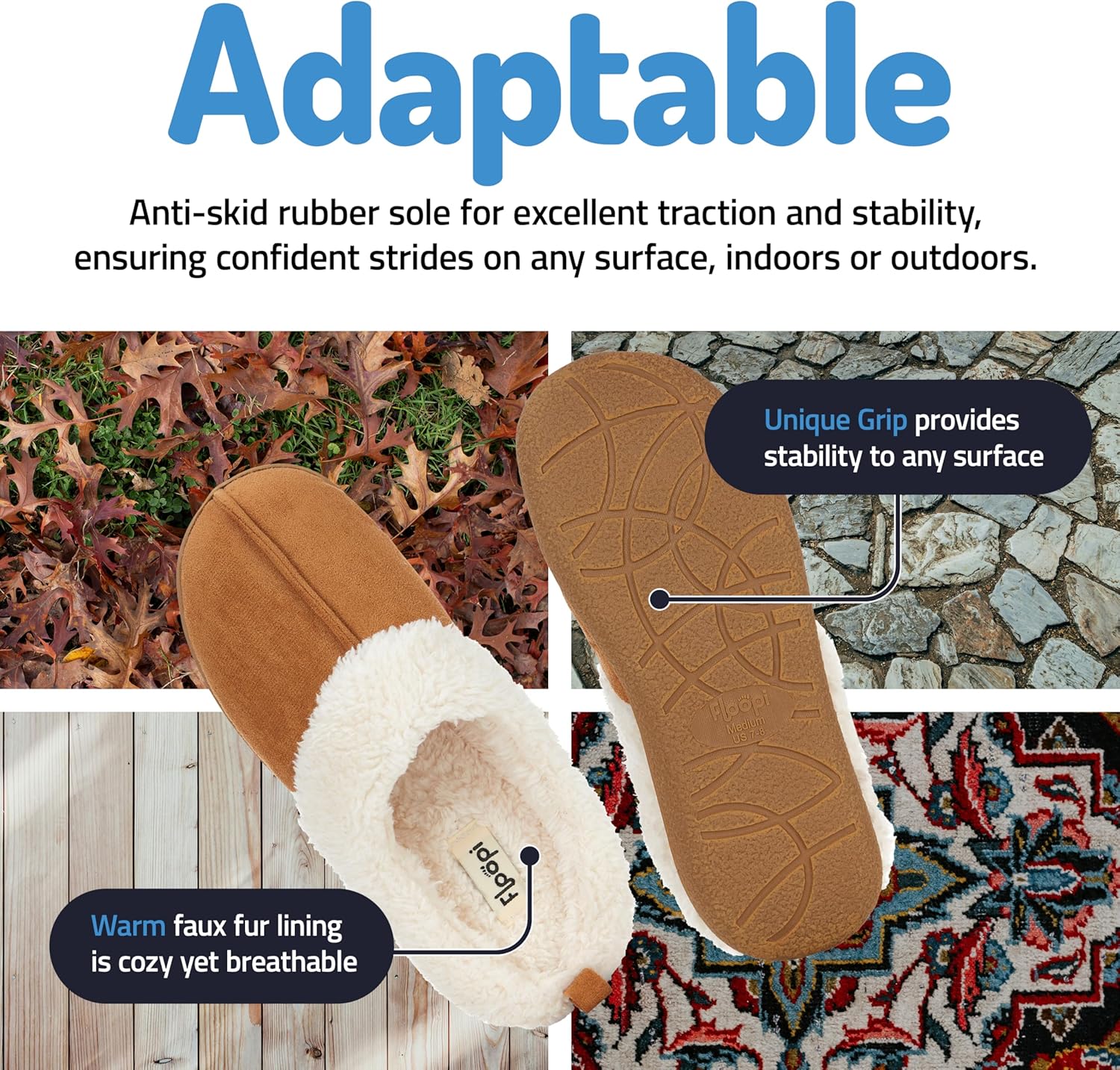 Floopi House Slippers for Women, Fur Lined Clog Womens Slippers Cozy Memory Foam with Indoor & Outdoor Anti Skid Sole - Image 6