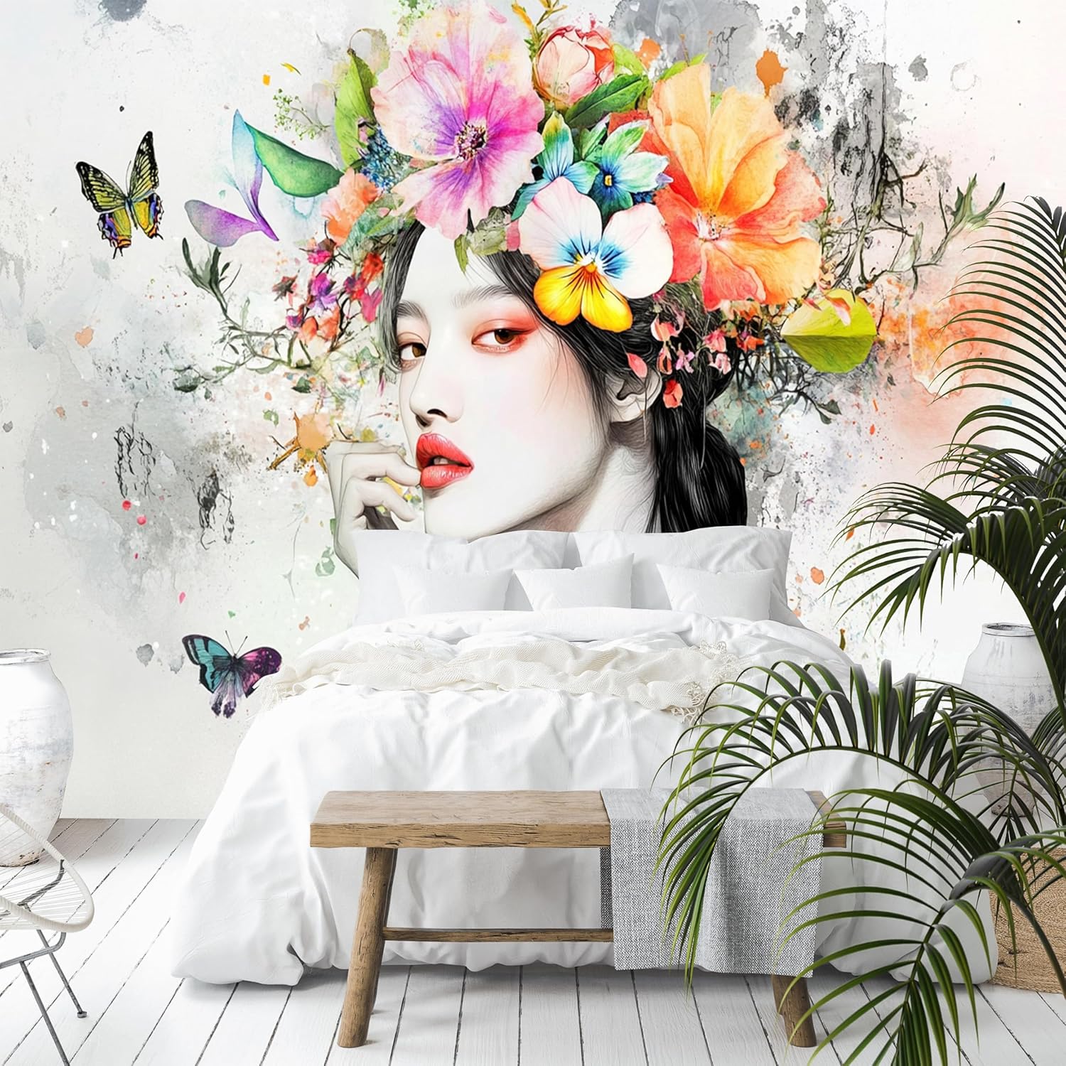 Custom Size Wall Murals - Embossed Beauty Decor - Self-Adhesive Removable Stick Wallpaper for Living Room