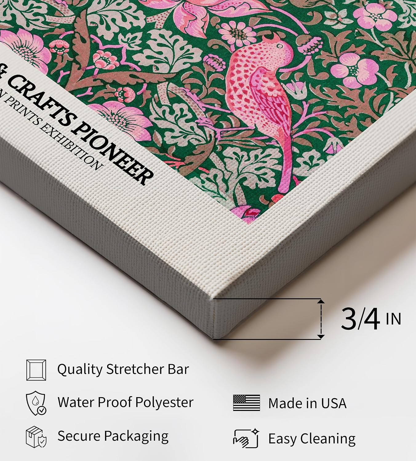 Poster Master Vintage William Morris Canvas - Retro Strawberry Thief Print - Bird & Flower Art - Gift for Men & Women - Floral Decor for Living Room, Bedroom, or Dorm - 8x10 STRETCHED Canvas