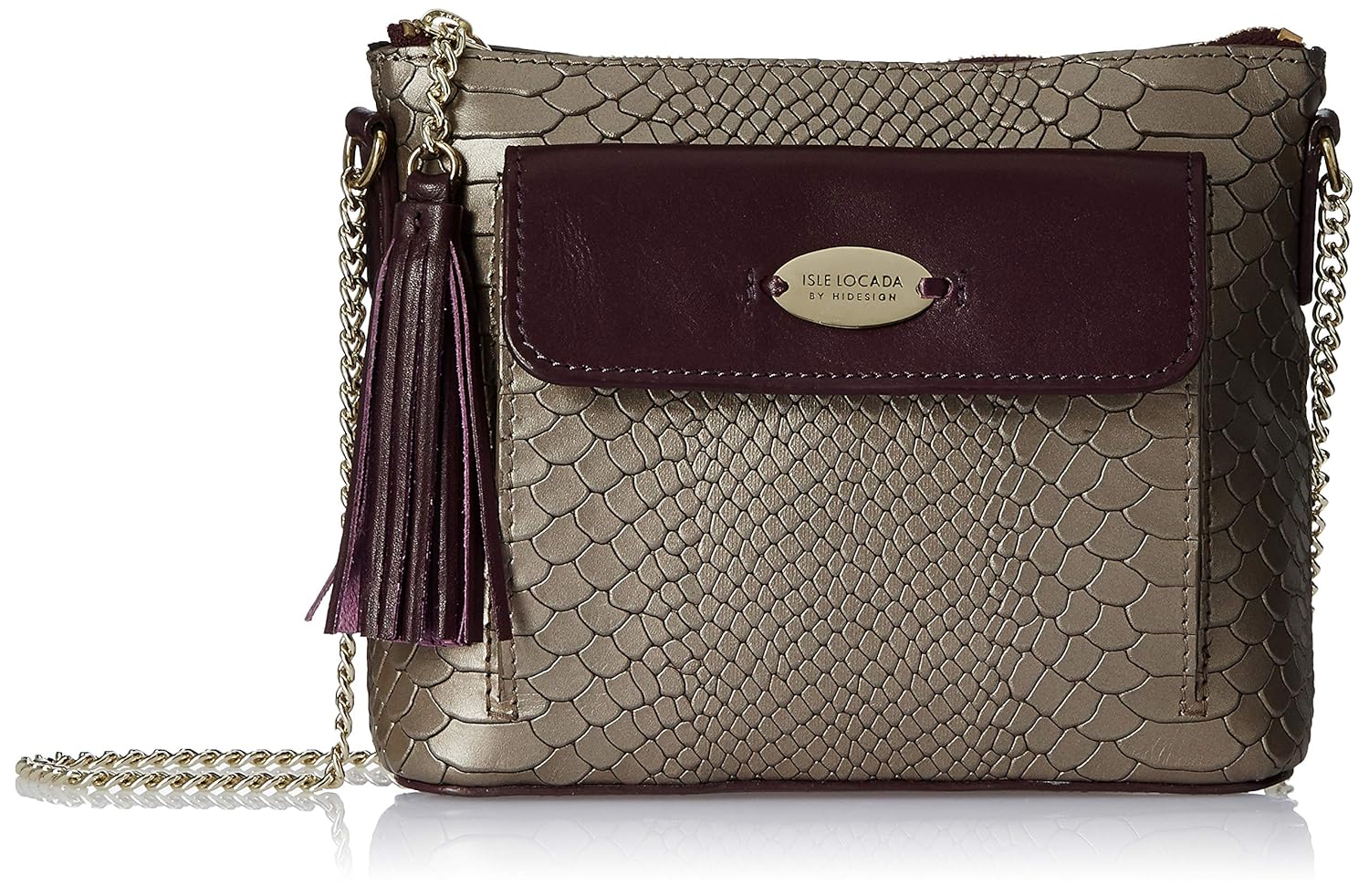 Isle Locada by Hidesign Women's SLING BAG(METALLIC/AUB) Amazon.in