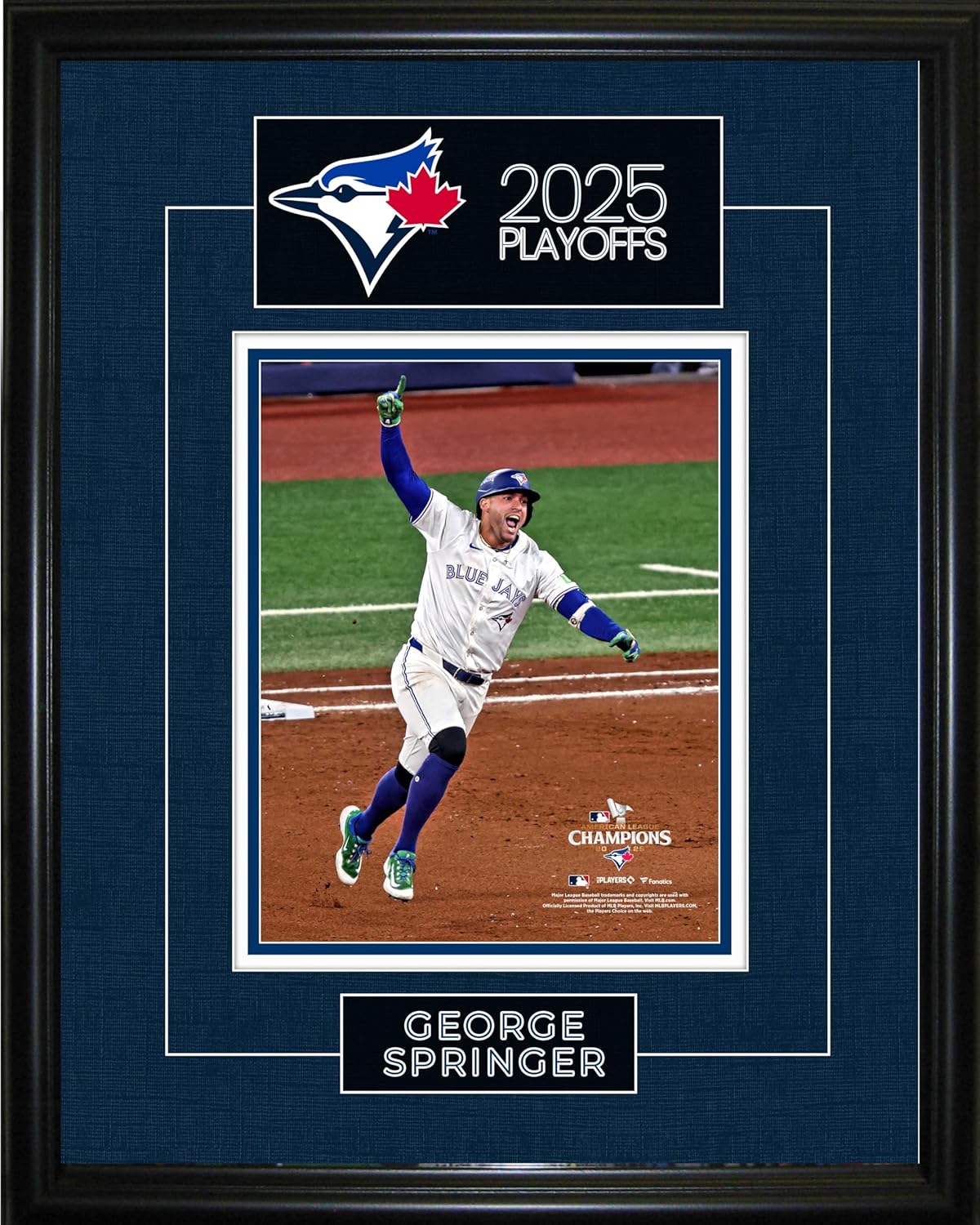 Frameworth George Springer Toronto Blue Jays Framed Photo Game 7 Home Run MLB Licensed Memorabilia Officially Licensed Fanatics Collectible Wall Art