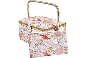 SINGER Large Capacity Sewing Box with Floral Bird Print