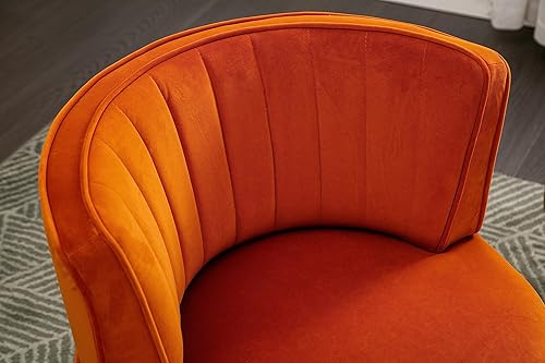 Miniatura 4 de Silla giratoria de barril para sala de estar, cómodas sillas redondas modernas de terciopelo dorado, sillón tapizado de terciopelo dorado, silla con