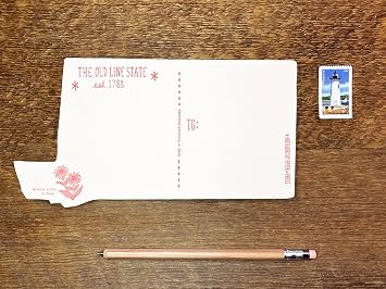 Noteworthy Maryland Postcard, Maryland State Map Postcard, Greetings from Maryland, The Old Line State, Single Die Cut Letterpress Printed Postcard, Made in USA