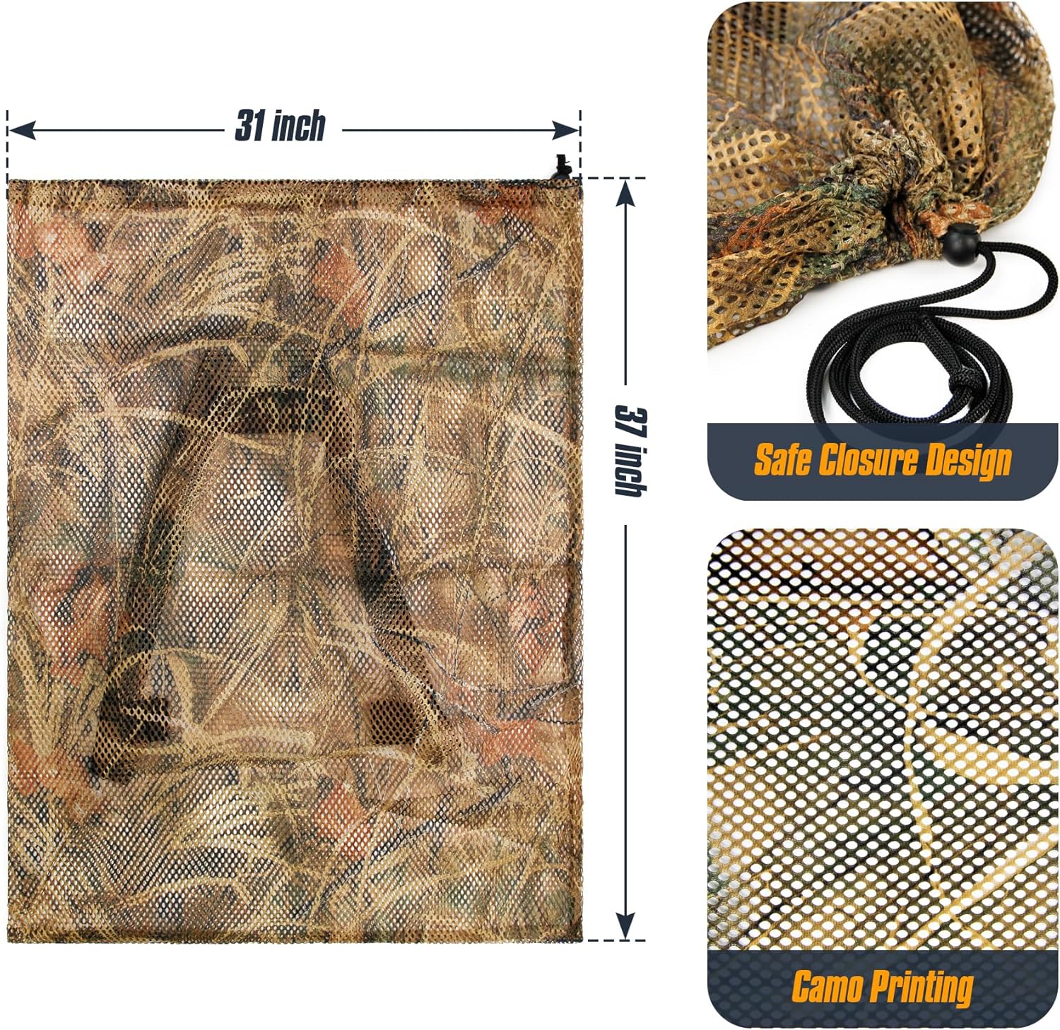 VicBre 2 Pack Mesh Decoy Bags with Shoulder Strap,Duck Decoys Backpack, Hunting Bag for Duck Goose Turkey Waterfowl Storage Green + Camo