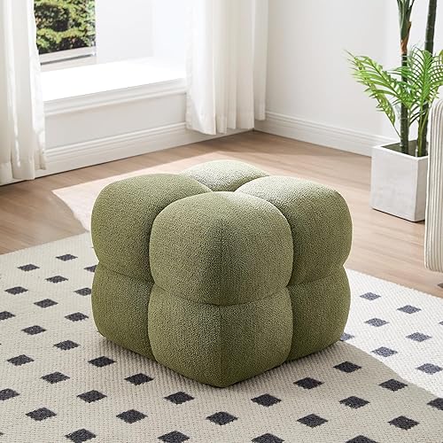 Miniatura 9 de Zesthouse Puf Otomán Cuadrado Reposapiés, Mesa de Centro Otomana Moderna para Sala de Estar, Taburete Poofy Boucle Reposapiés, Taburete Tapizado con