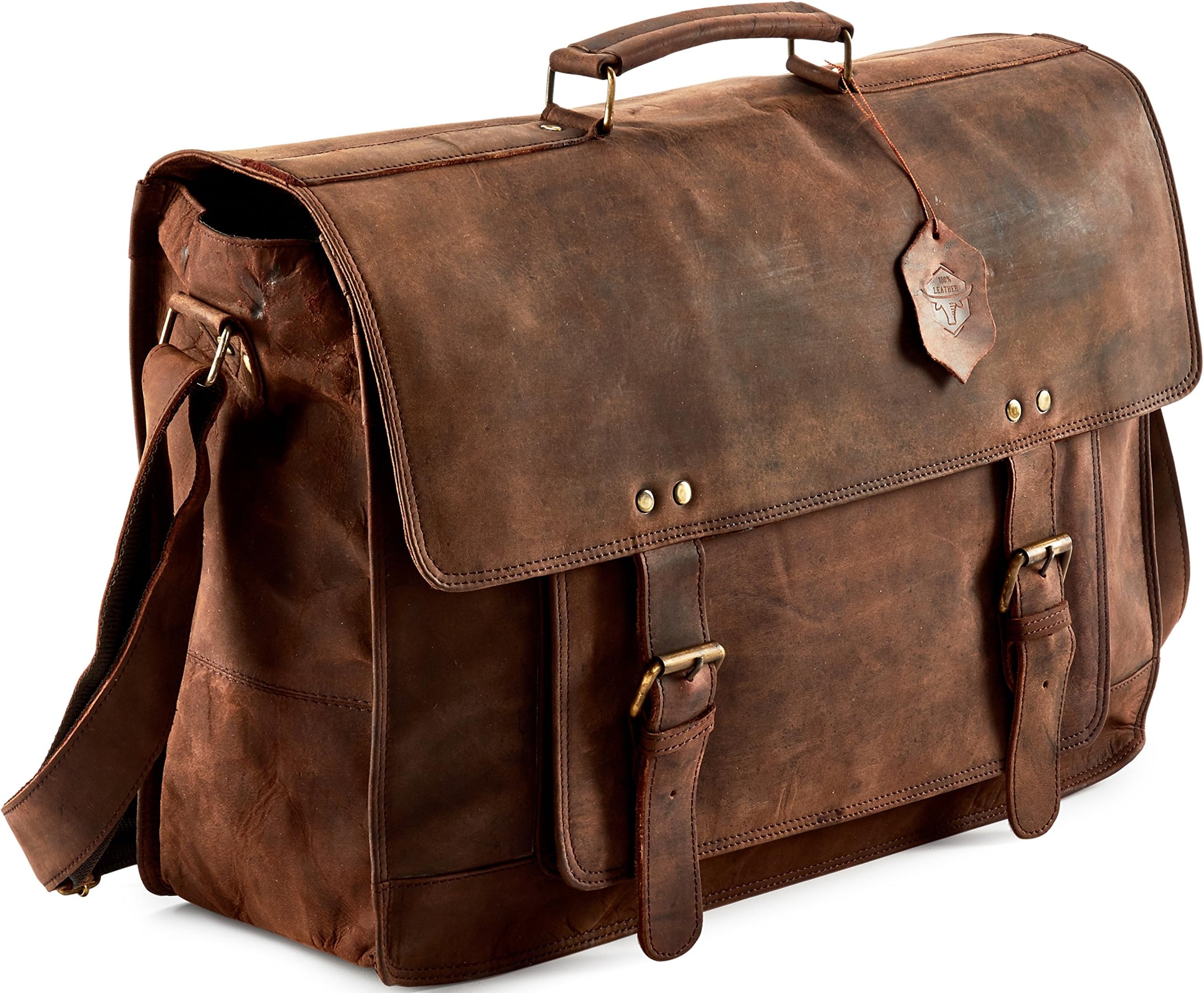 Touch of Leather 18 Inch Large Retro Buffalo Hunter Leather, Brown, Size 18.0