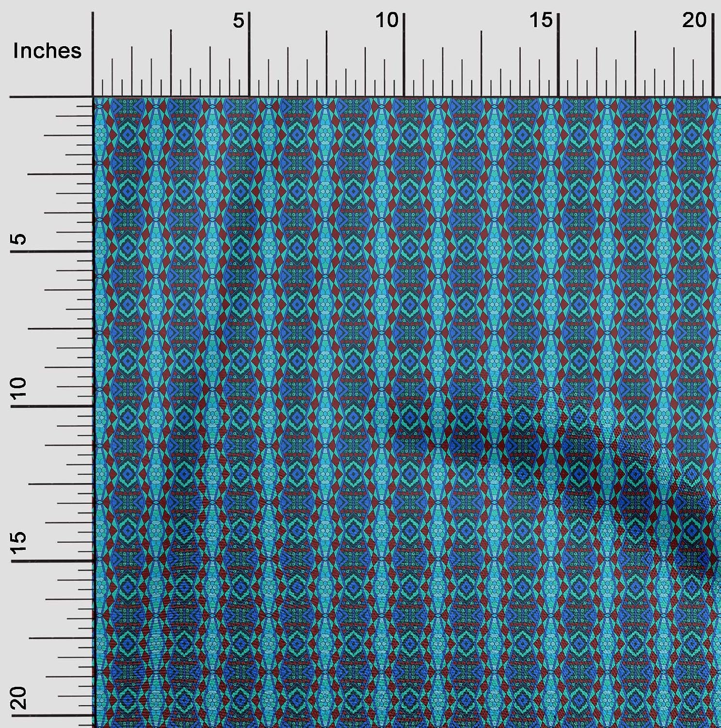 oneOone Cotton Flex Turquoise Blue Fabric African Sewing Material Print Fabric By The Yard 40 Inch Wide