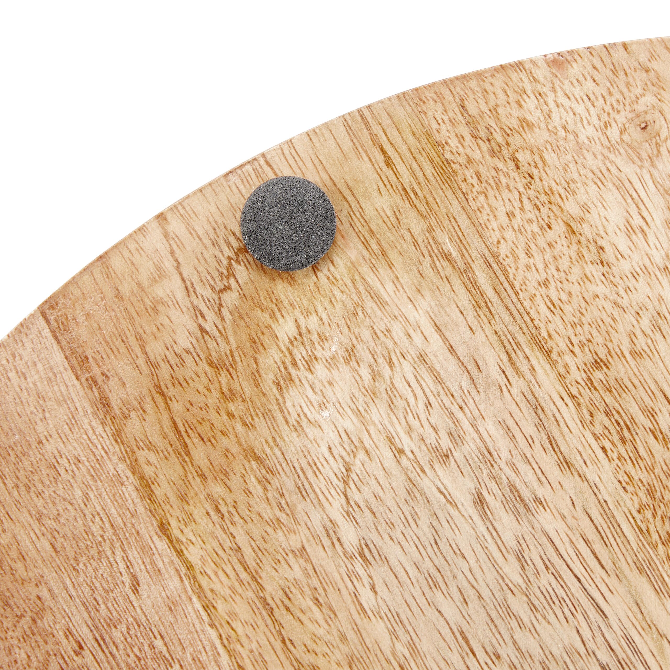 Relaxdays Bandeja Redonda de Madera de Mango, con Asas, Servir, Desayuno, Decorativa, Cocina, 7,5 x 35 cm, Natural