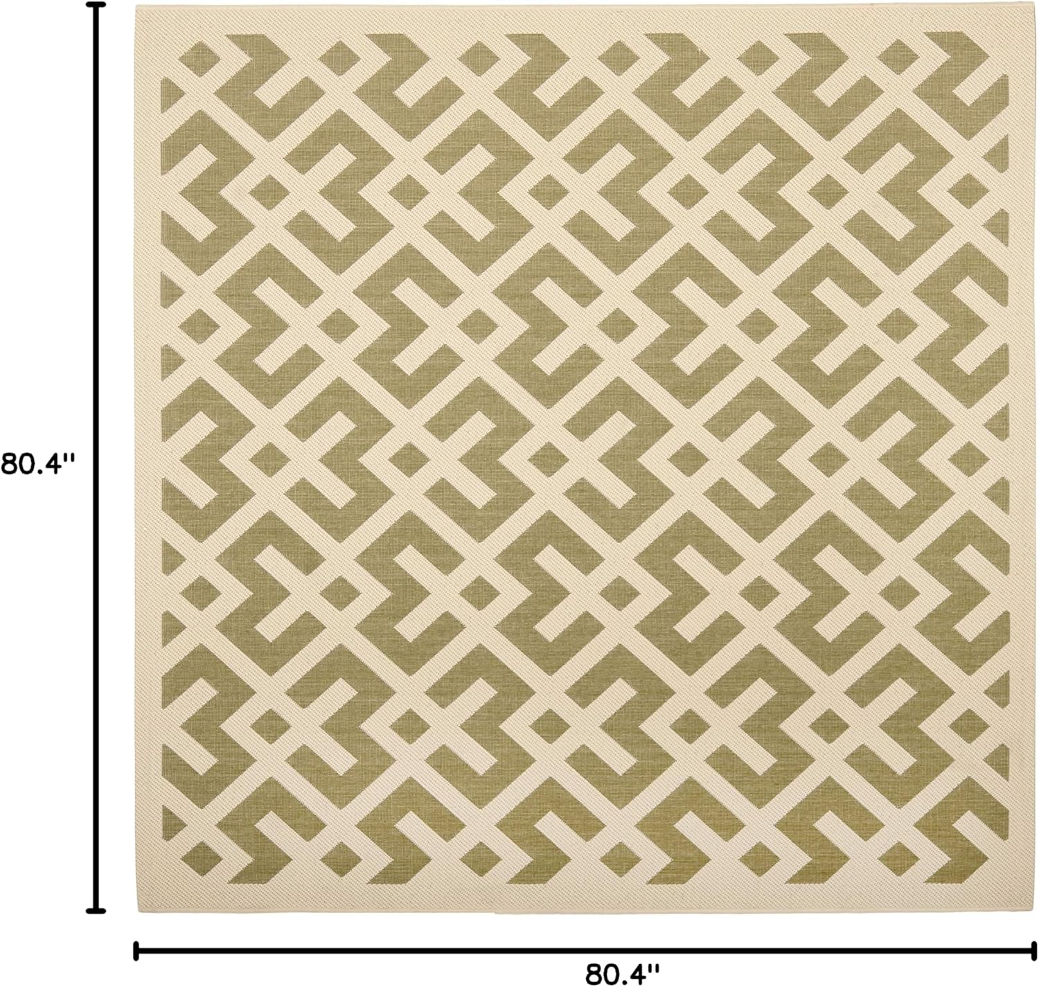 SAFAVIEH Washable Rug Outdoor Courtyard Collection - 6'7" Square, Green & Bone, Non-Shedding & Easy Cleaning, Ideal for Patio, Backyard, Mudroom (CY6915-234)