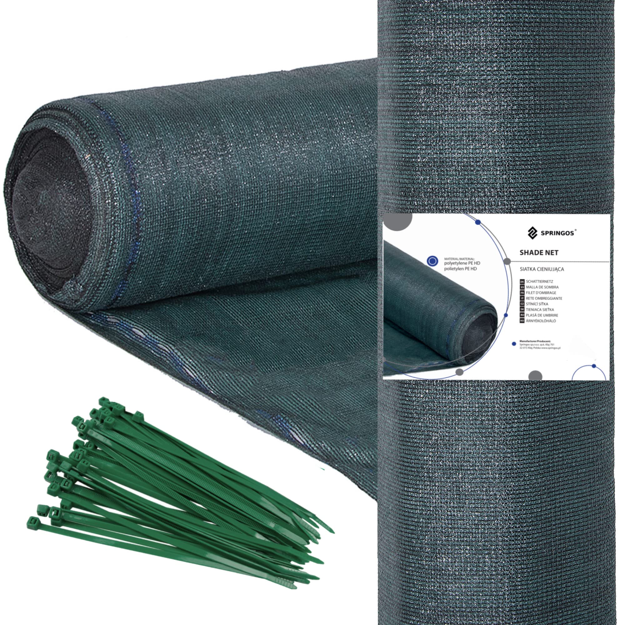 SPRINGOS Rete ombreggiante Rete ombreggiante 1,5 x 50 m Rete di Recinzione 140 g/m² incl. 200 Fascette