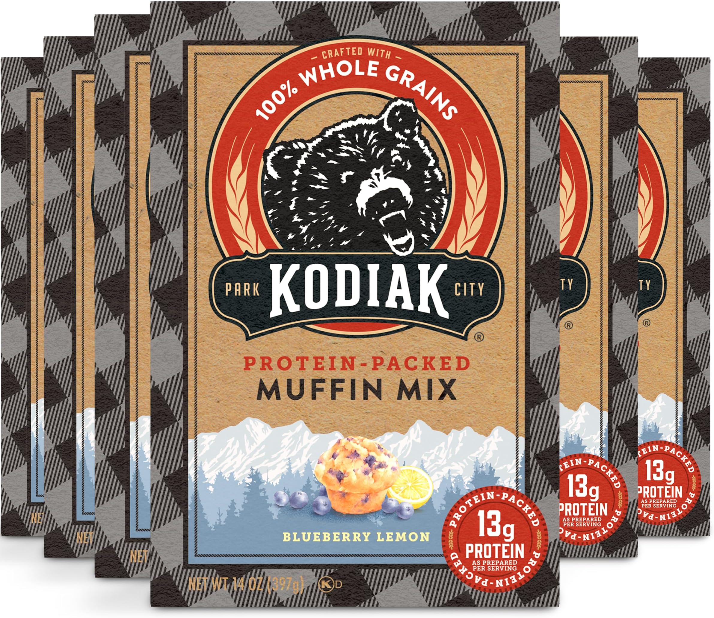 Kodiak Cakes Power Bake, Protein Muffin Mix, Blueberry Lemon, 14 Ounce (Pack of 6)