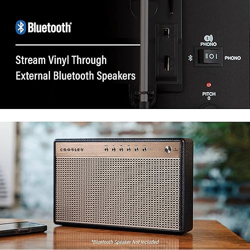 Miniatura 5 de Crosley CR8017B-BK Voyager - Tocadiscos portátil clásico de vinilo con Bluetooth de entrada/salida y altavoces integrados, Negro