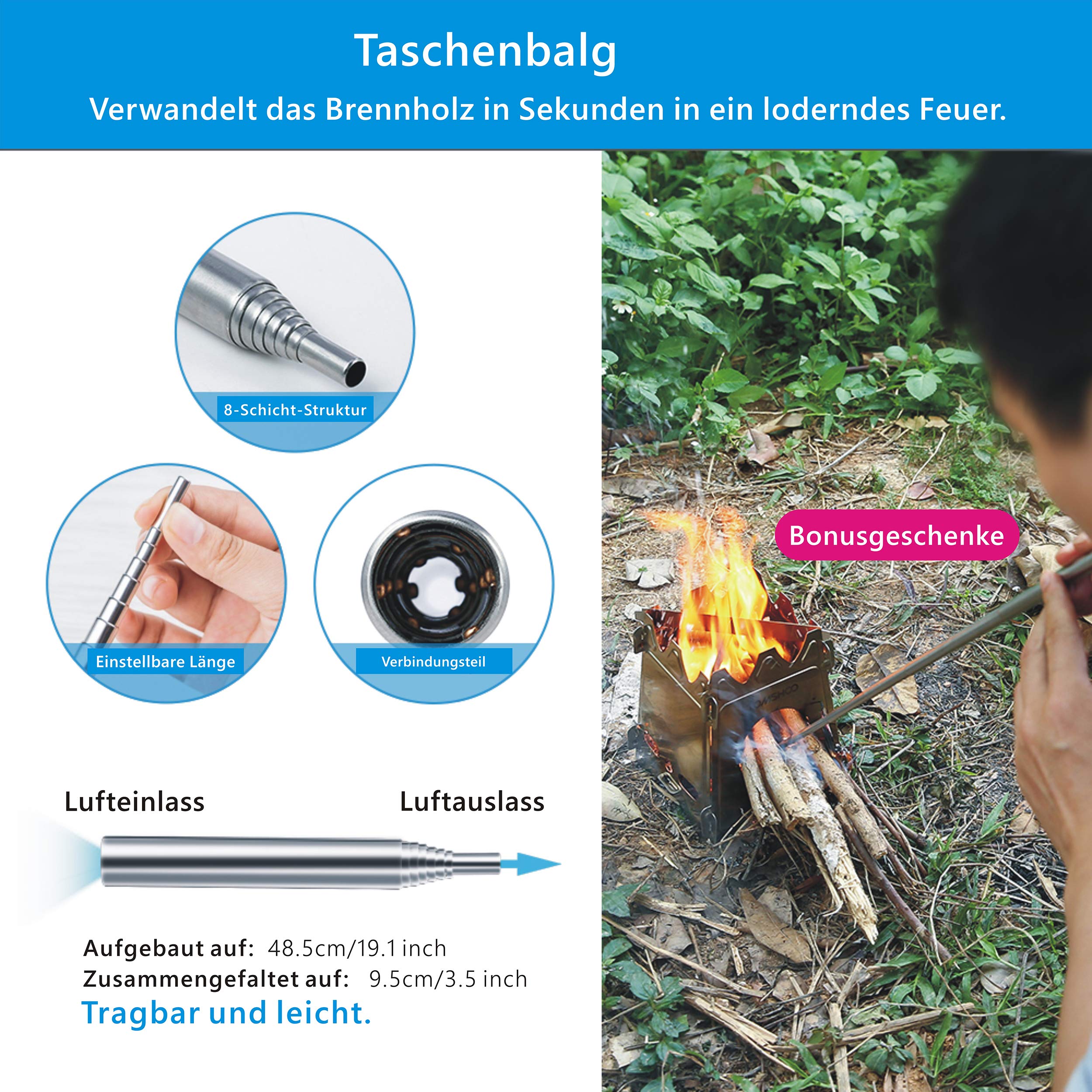 Buy TOMSHOO+ Camping Wood Stove Portable Folding Lightweight Stainless