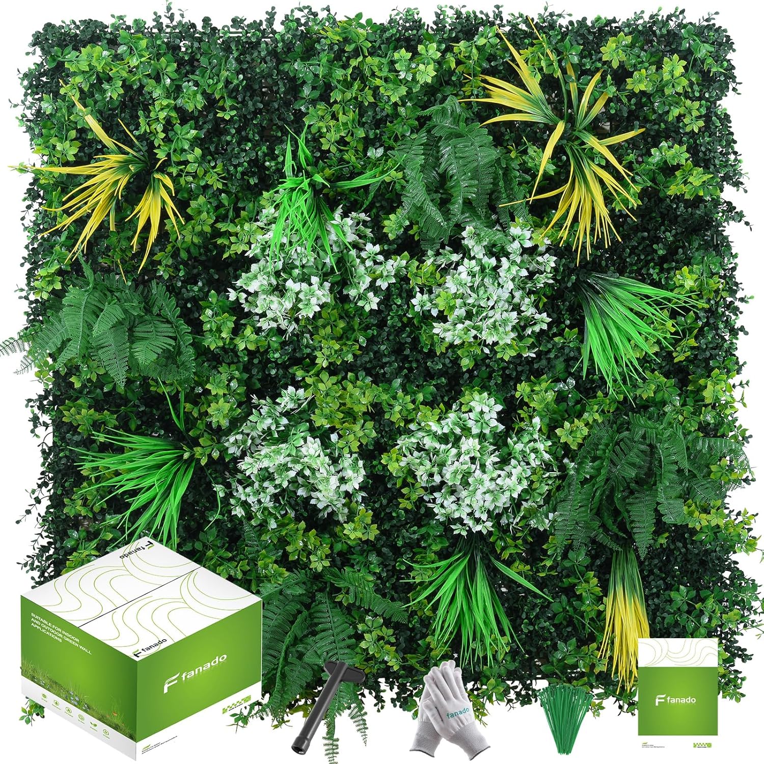 Greenery Wall Panels 20"x20"(12pcs), Artificial Grass Wall Decor Backdrop, UV-Anti Fake Greenery Plant Wall Boxwood Panels for Privacy Fence Screen Outdoor Indoor Wedding Garden Backyard 20"x 20" 12pcs Green