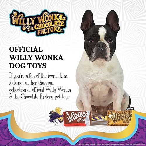 Miniatura 2 de Willy Wonka Juguete de cuerda de peluche para mascotas Wonka Bar y boleto dorado, juguetes de cuerda para perros, juguetes de peluche para mascotas,