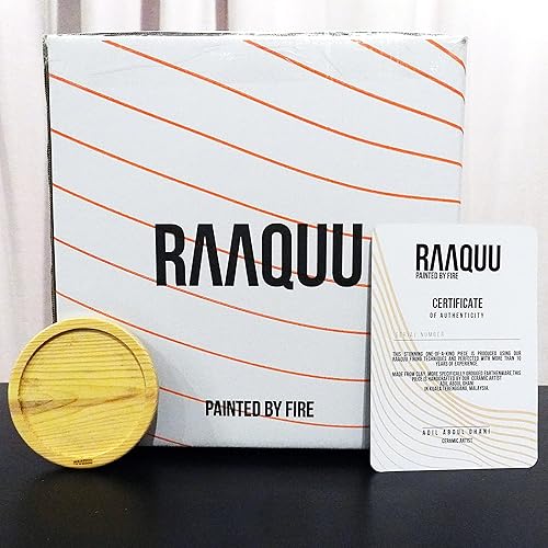 Miniatura 7 de RAAQUU Jarrón grande ovalado de cerámica ahumada Raku SN0000374 de 13.5 pulgadas, cerámica Raku hecha a mano, decoración del hogar, centro de mesa,