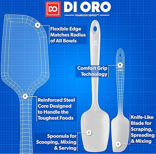 Miniatura 4 de DI ORO Juego de espátulas de silicona  Espátulas de cocina de goma para hornear, cocinar y mezclar  600 F resistentes al calor y sin BPA espátulas