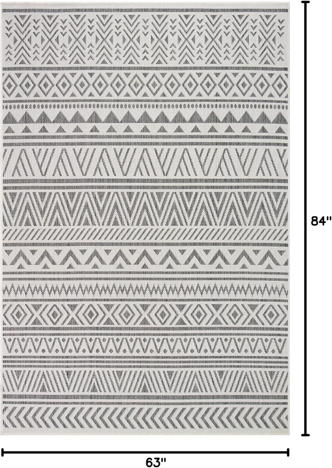 Adiva Rugs Outdoor Indoor Area Rug, Weather Resistant, Easy to Clean, Stain Resistant Floor Mat for Dining Room, Backyard, Deck, Patio (Weiss Pebble, 5' x 7')