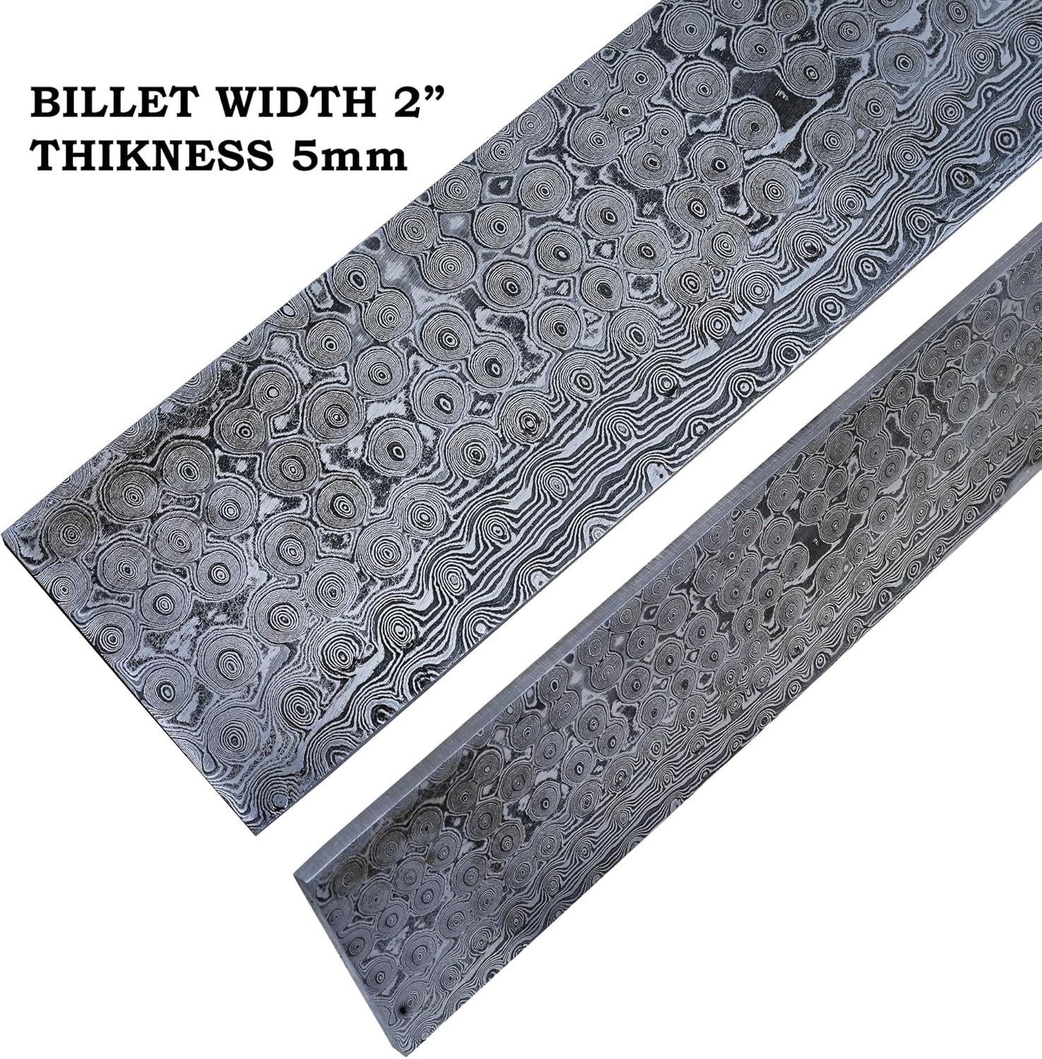 Handmade Raindrop Damascus Steel Billet Bar – Forged Knife Making Blank Bar for Custom Blade Crafting Supply, Premium 12 Inch