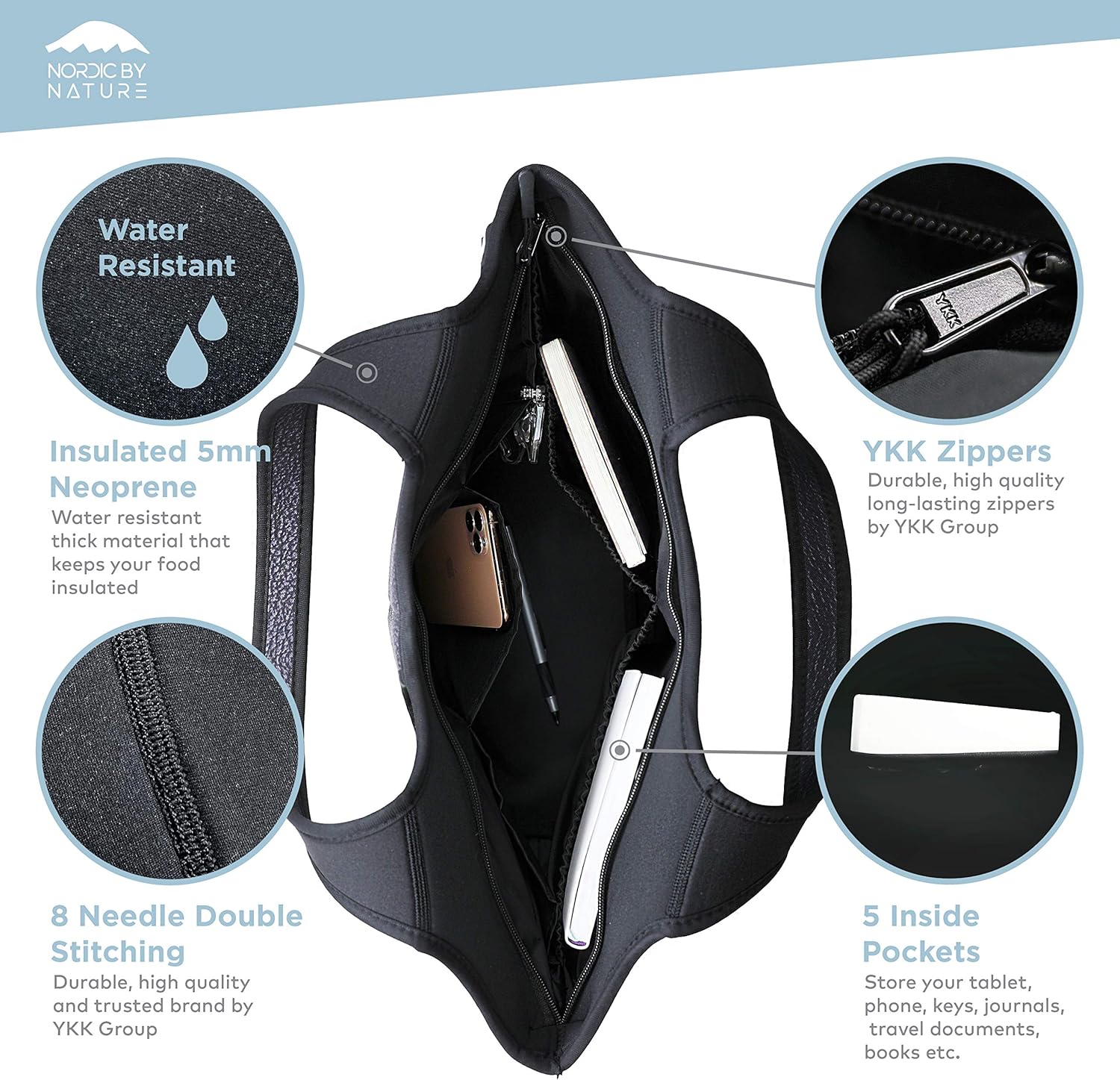 Women's Soft Tote Shoulder Bag Neoprene Handbag Laptop Computer Travel Bag Purse
