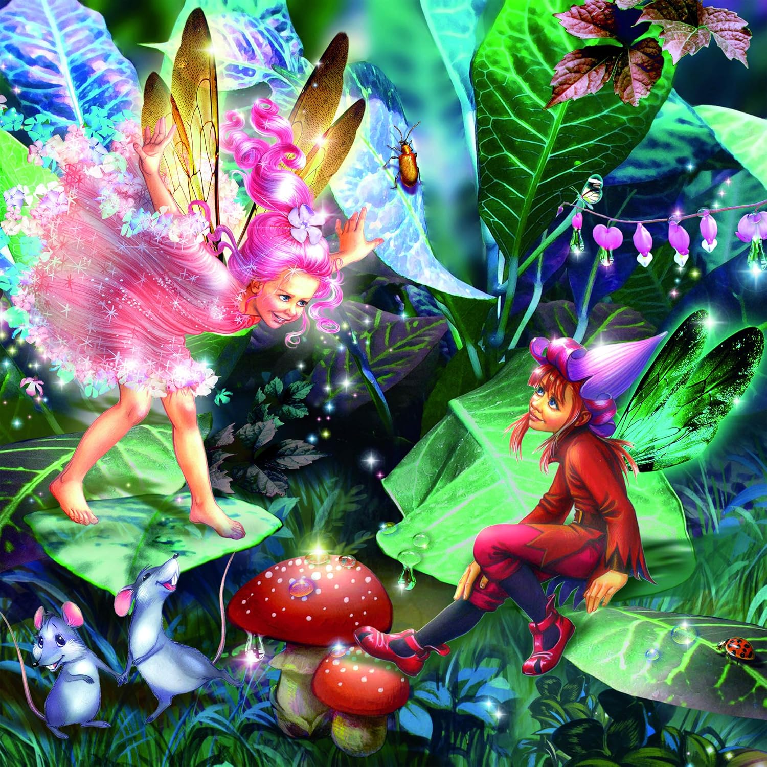 Ceaco - Forest Fairies Glitter - Fairy, Elf & Mice - 100 Piece Jigsaw Puzzle