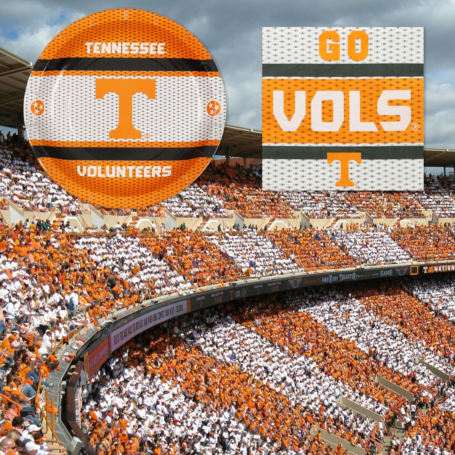 University of Tennessee Party Set for 16 guests! Includes 16 of each Dinner Plates and Napkins – Great Volunteer Décor for Birthdays, Graduation, Reunions, Tailgate - by Havercamp