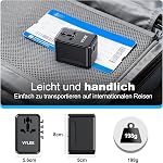 VYLEE Universal Travel Adapter, Type D/G/C/I/A International Adaptor with 2 USB C 2 USB A, Worldwide Charger for Europe UK Maldives Sri Lanka India Nepal Ghana Zimbabwe Tanzania Nigeria (Black)