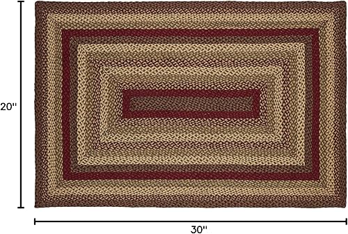 Miniatura 3 de Alfombra trenzada de canela de 20 x 30 pulgadas, alfombra rectangular para piso, material de yute natural, color vino, natural y marrón mejorado con