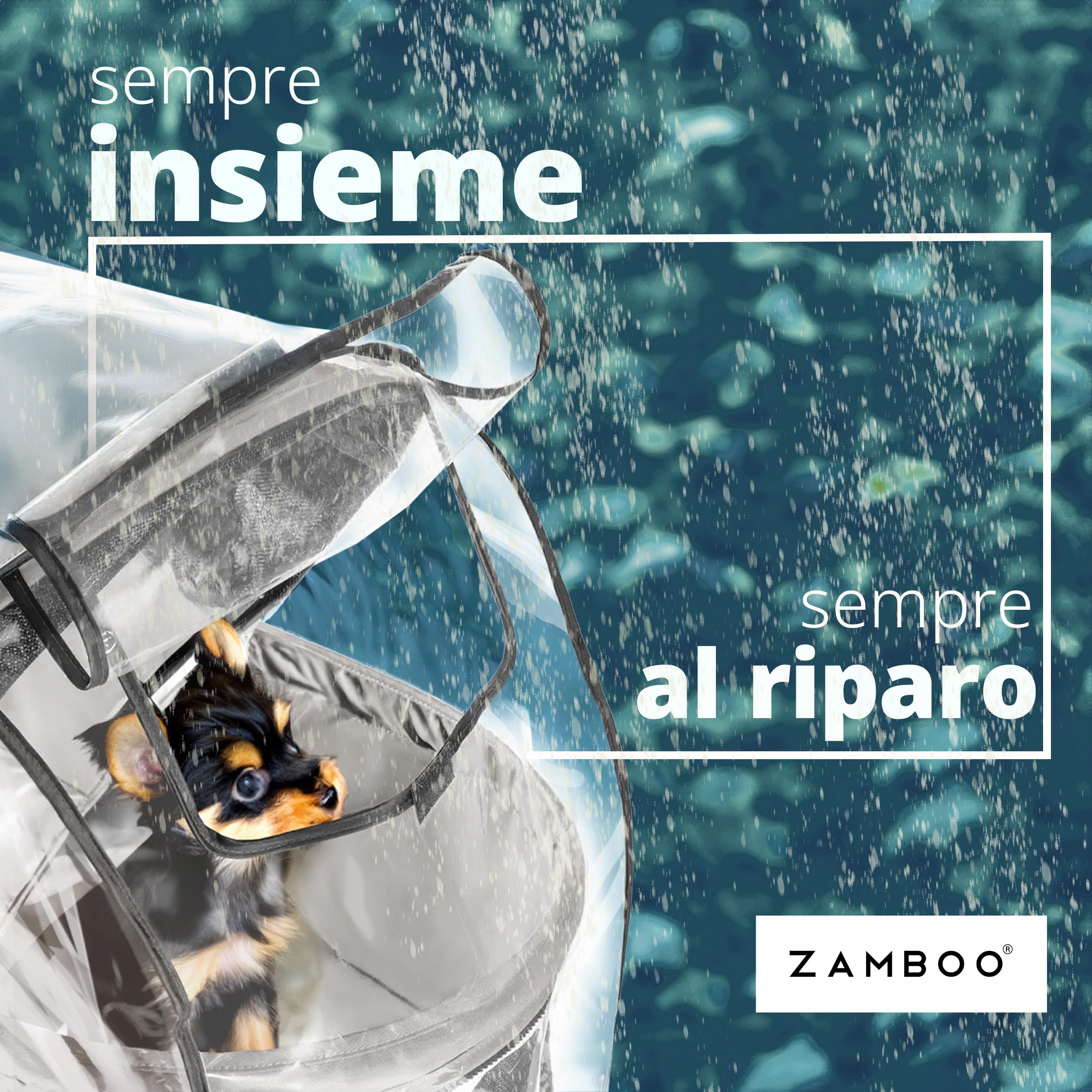 Zamboo Protezione Parapioggia Passeggino per Cani, Gatti, Conigli - Antipioggia con Finestra, Ventilazione e Cerniera (Carrozzina non inclusa)