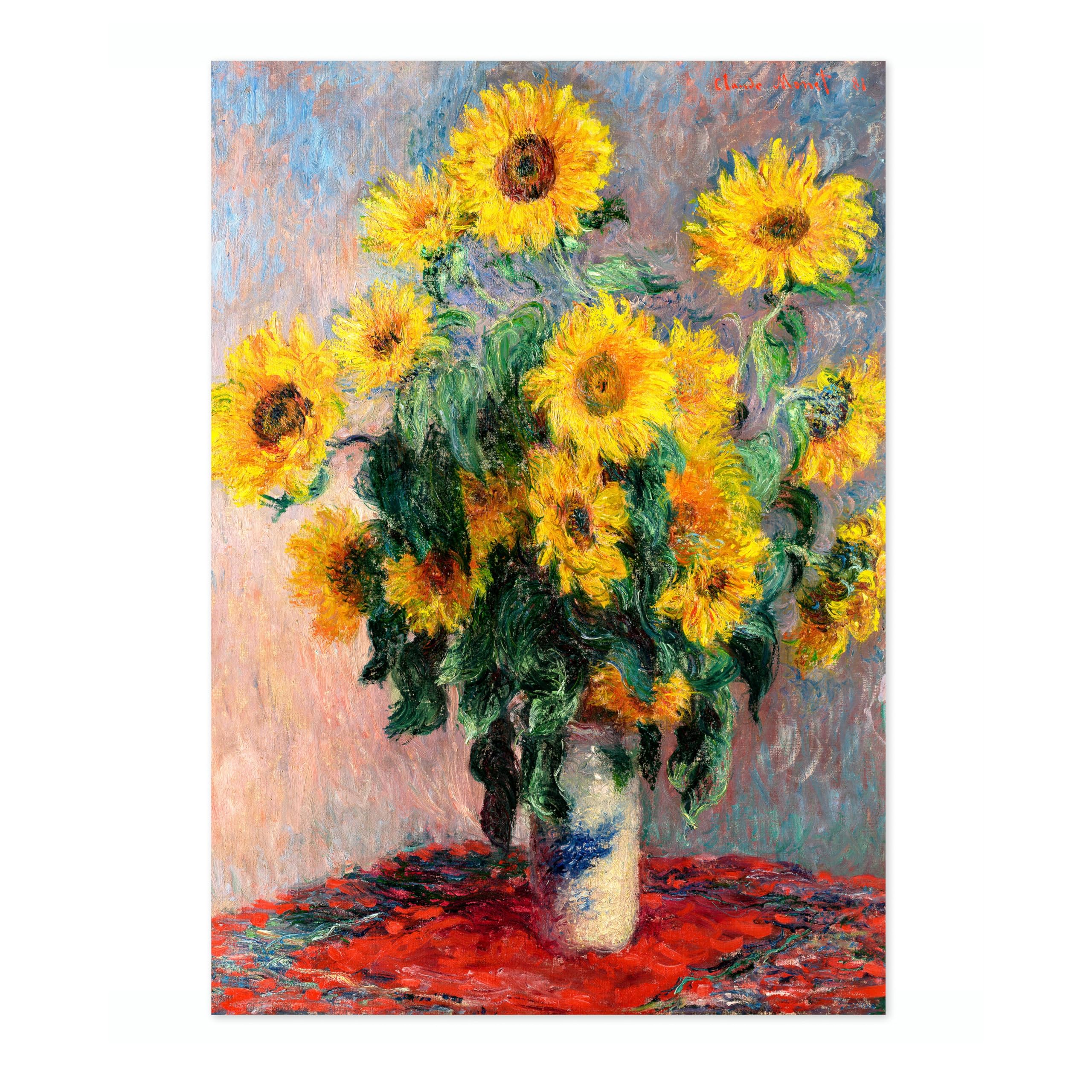 Bouquet Of Sunflowers Claude Monet Art Print, Classic Art Painting Poster, Impressionism Art Exhibition Modern Wall Art, Minimalist Home Decor Picture Artwork, A5 (Print Only) - 21x14.8cm