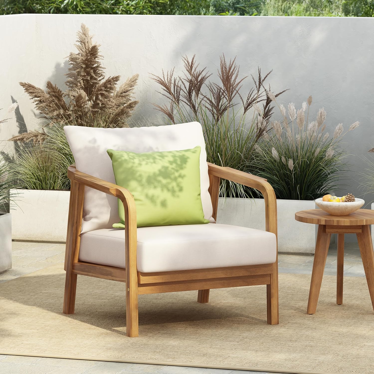 Assembled GDFStudio Outdoor Lounge Chair with cushions