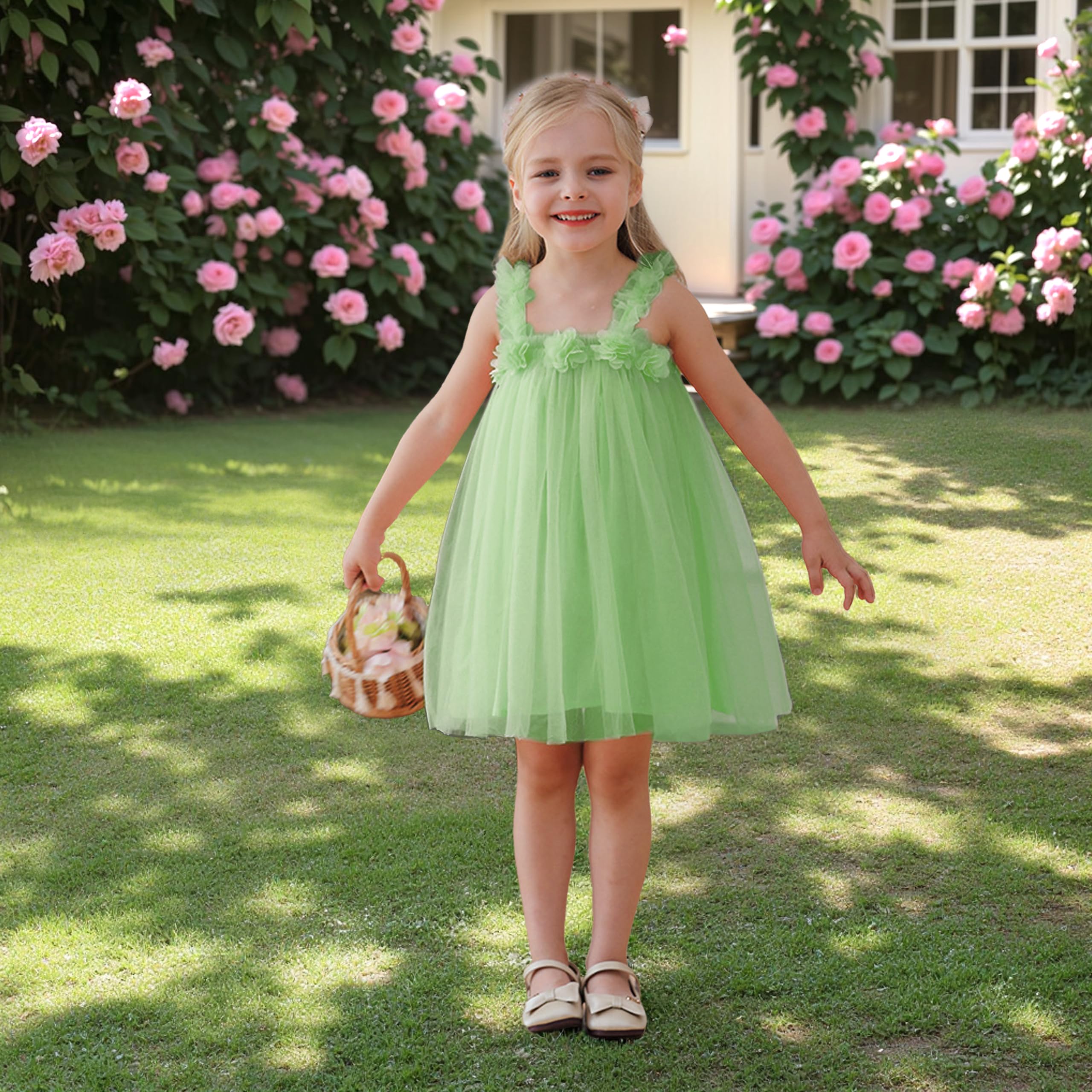 Miipat Robes Bébé Fille Jeune Enfant Princesse Tulle Tutu Robe vec Ceintures de Tête Florale pour Gâteau Cassé Fête d'anniversaire Prise de Photos Mariage