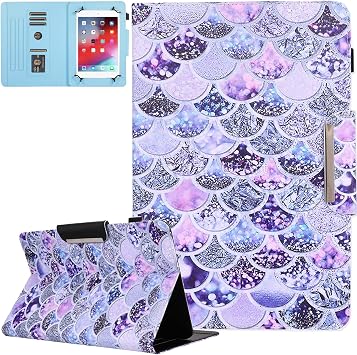 JZCreater 10 Inch Tablet Case, Universal 10 10.1 Inch Android Tablet Cover, Multi-Angle Viewing Stand Case for 9.5-10.5 Inch Tablet,Fish Scale