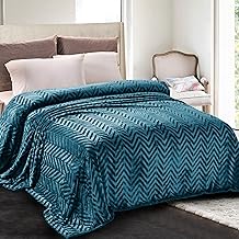 Whale Flotilla Flannel Fleece King Size Blanket for Bed, 230x264 CM Soft Fluffy Velvet Bed Blanket with Decorative Chevron Pattern for All Season, Warm and Lightweight, Teal
