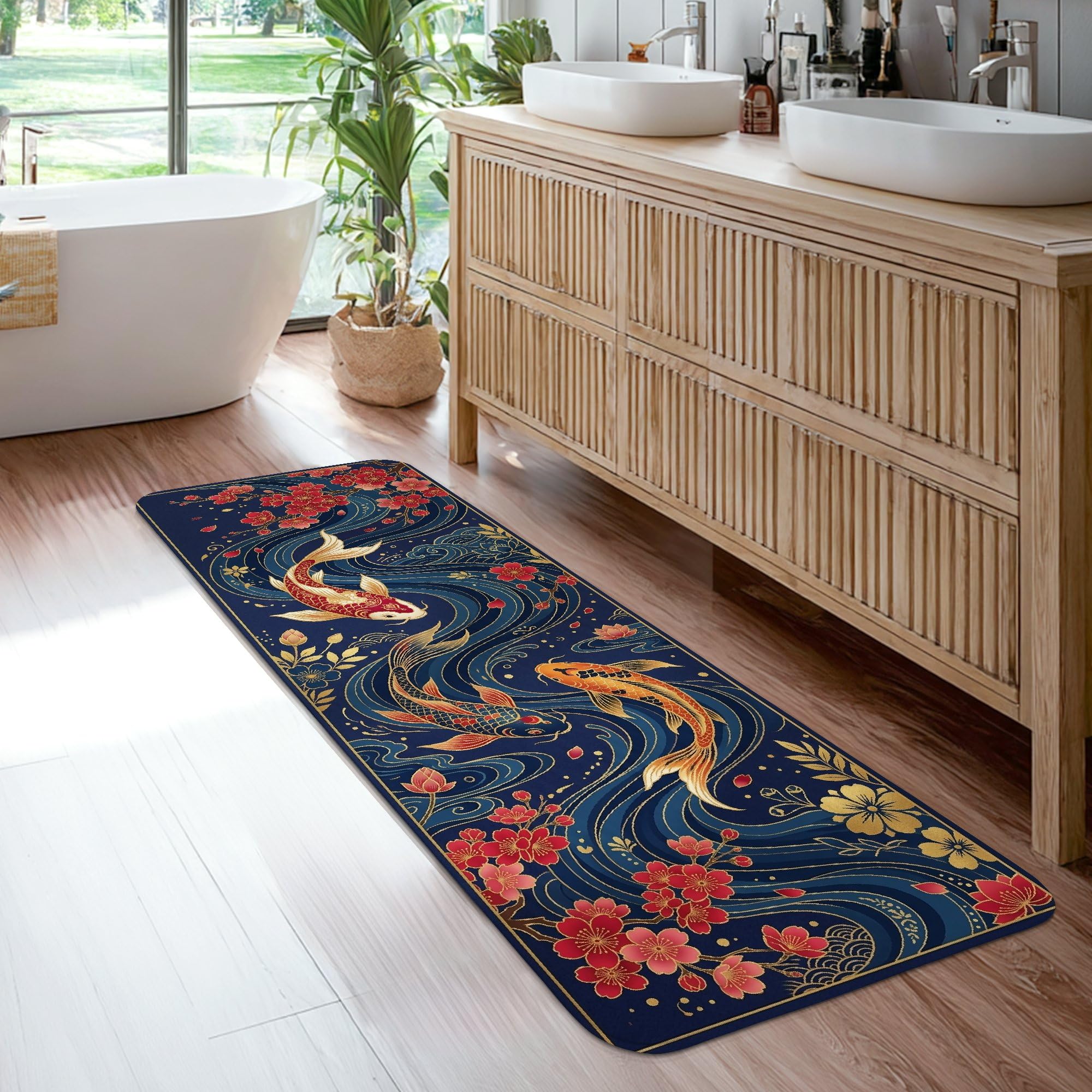 Tapis de couloir asiatique rectangulaire pour cuisine et entrée