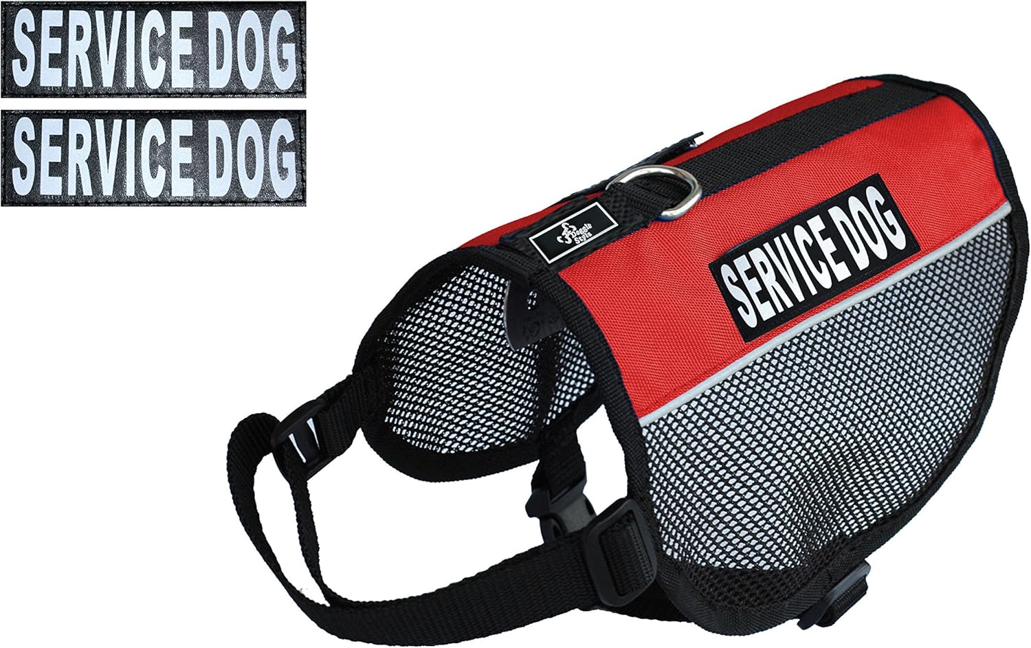 Service Dog mesh Vest Harness Cool Comfort Nylon for Dogs Small Medium Large Purchase Comes with 2 Reflective Service Dog Removable Patches. Measure Your Dog Before Ordering (Girth 8-10", Red)
