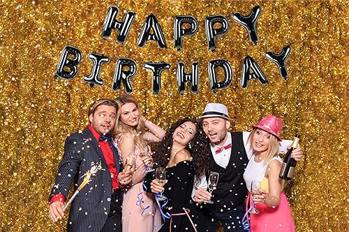 Miniatura 5 de Globos 3D negros de Happy Birthday de 16 pulgadas, globos colgantes de letras de Mylar con números, reutilizables para niñas, niños y adultos,