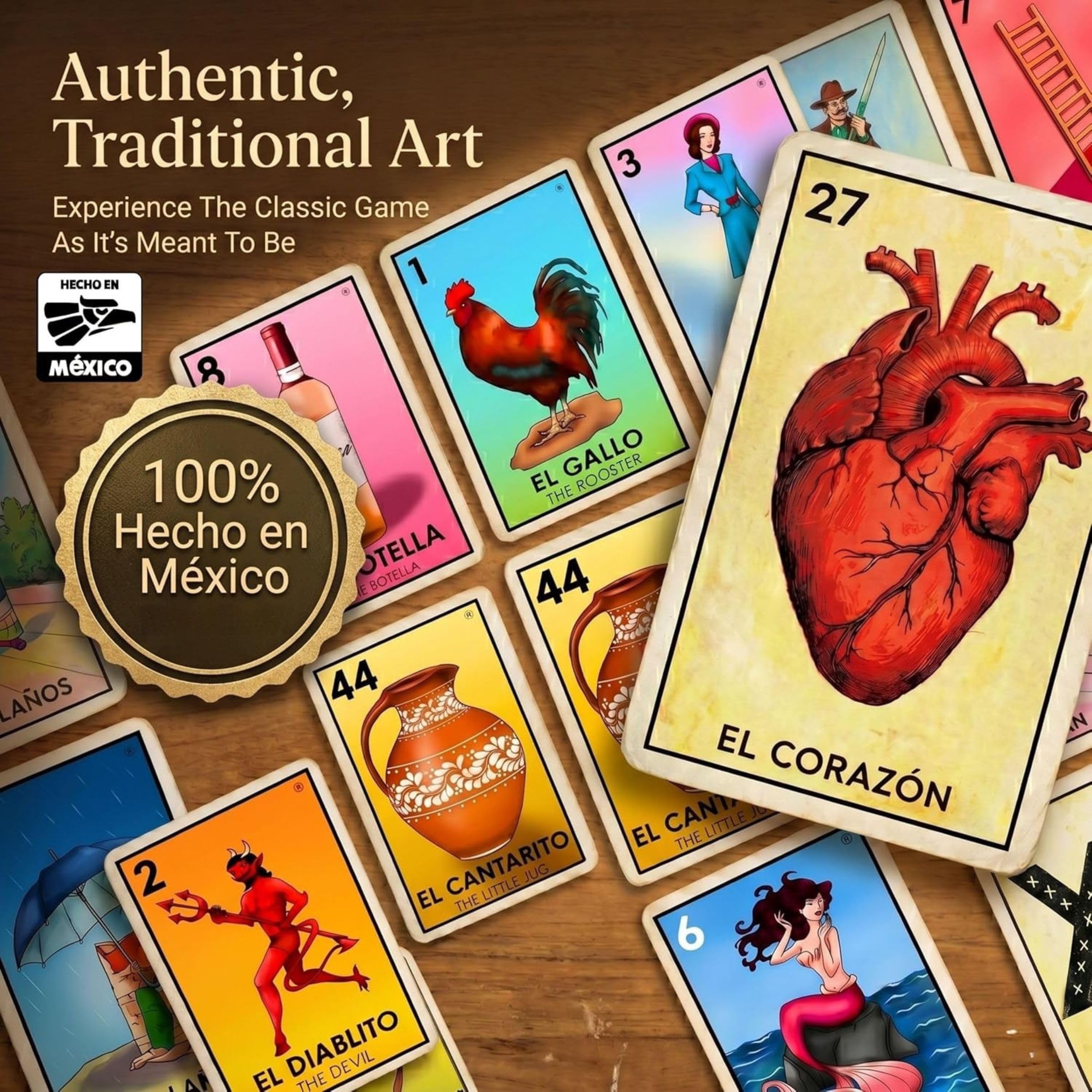The Original Loteria Mexican Bingo Game with 100 bingo chips for 20 Players - loteria de lujo mexicana - loteria mexicana - Juegos de mesa - spanish games Mexican bingo loteria game - loteria cards F