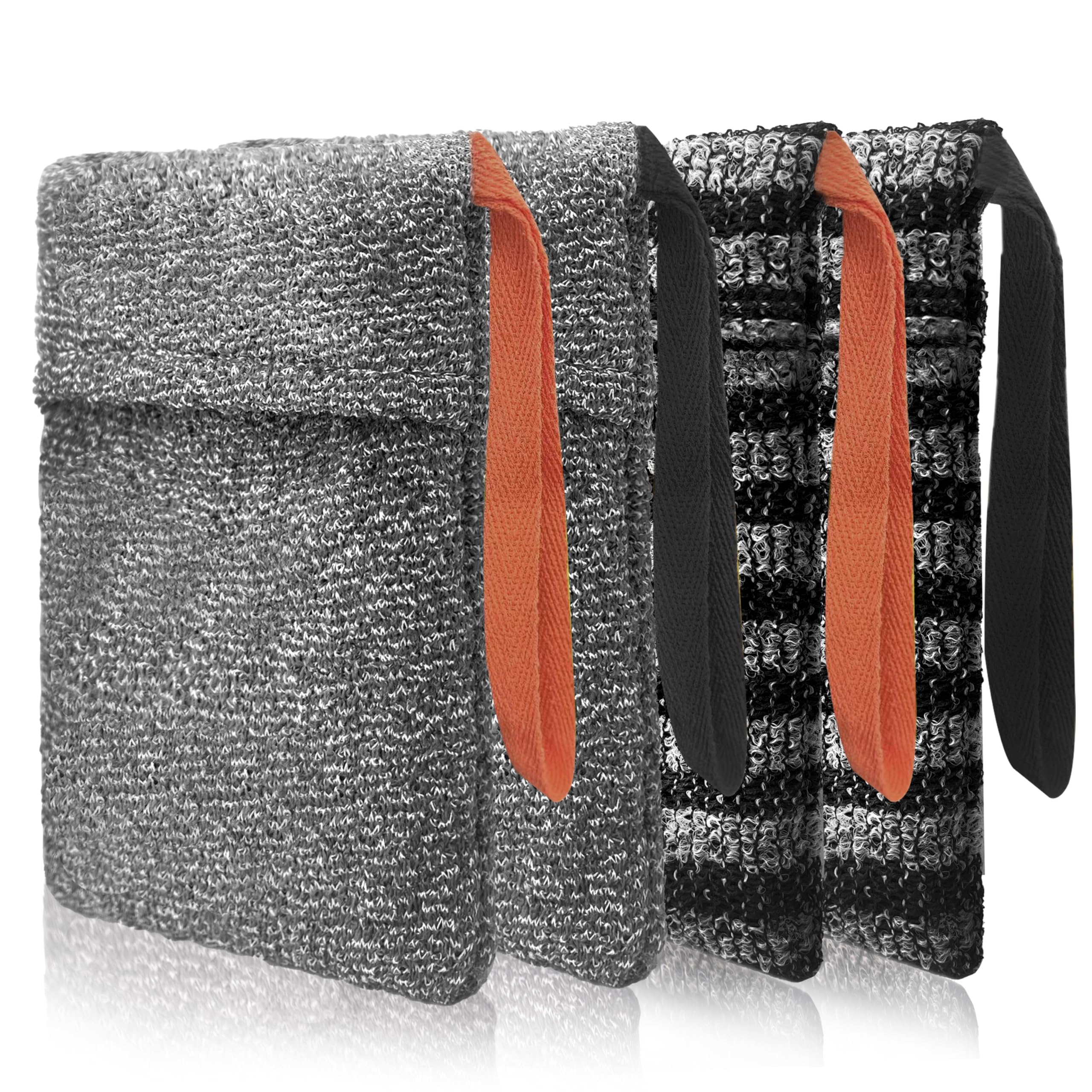 Beiskll 4 Pack Soap Bag Deep and Gentle Exfoliating,Bar Soap Pouch Saver Pocket, Body Scrubber Shower Bath Sponge Loofah (Grey)