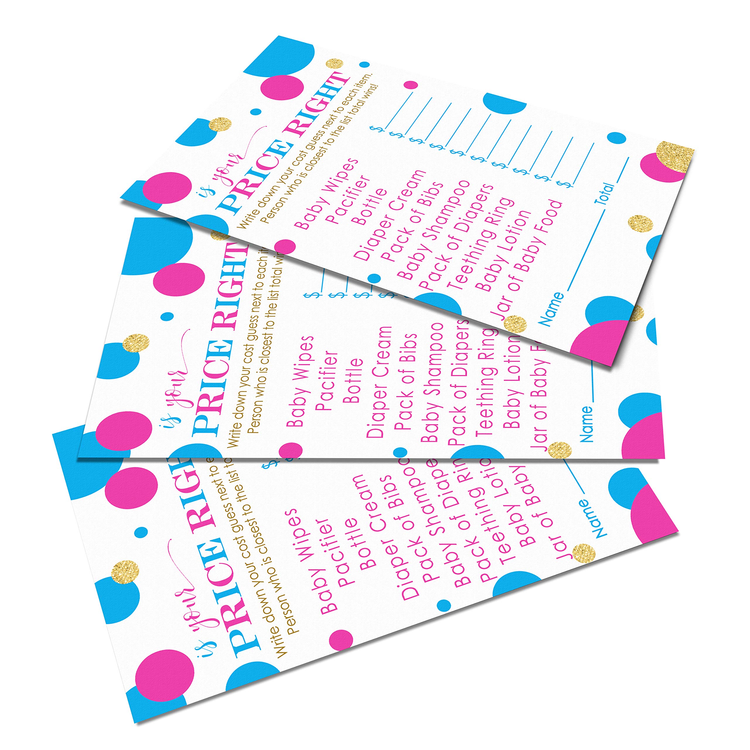 Tropical Baby Shower Guess The Price Game - 25 Pack, 5x7 Cards, Greenery & Gold Theme