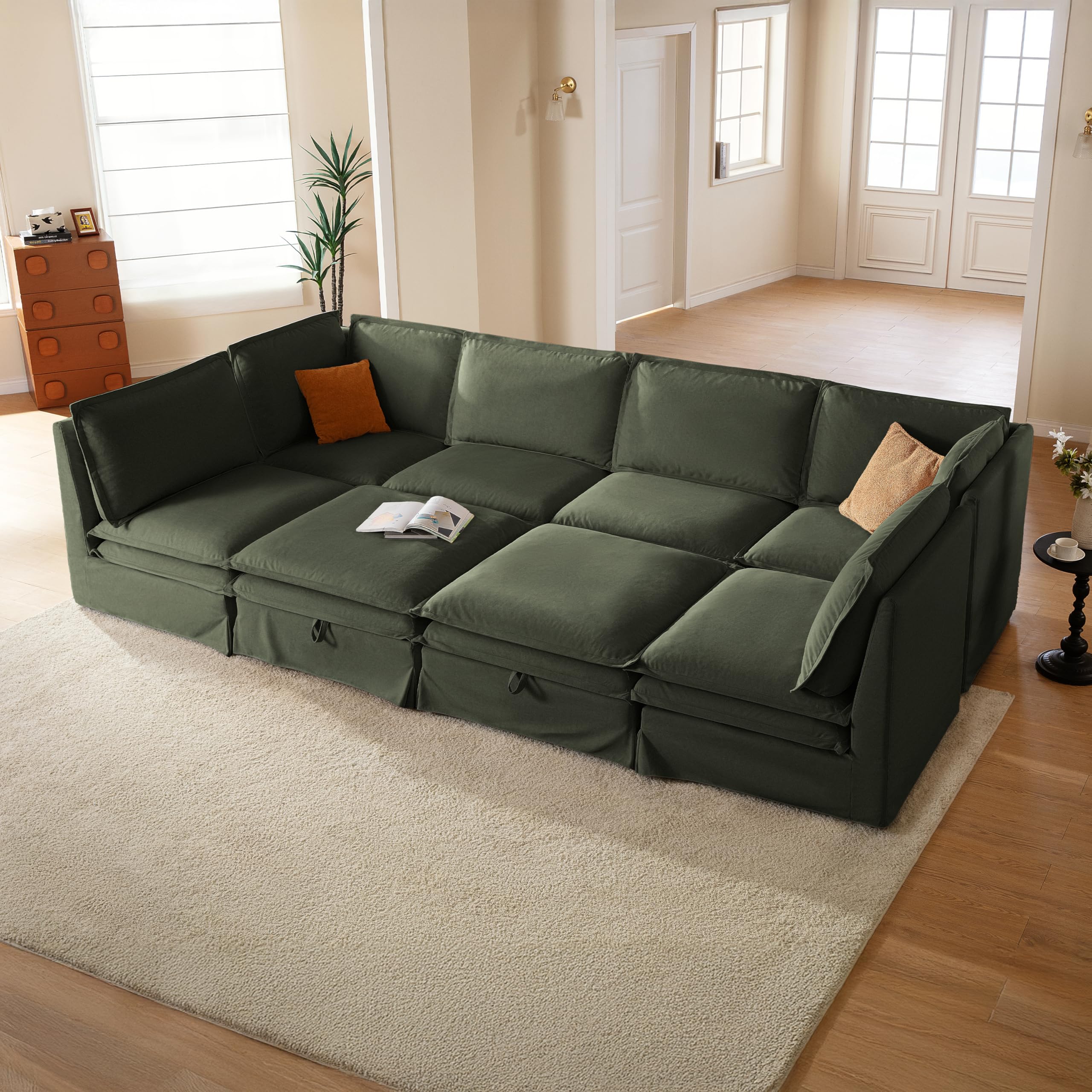 146 4 Washable Oversized Modular Sectional Sofa Cloud Couch with Fully Removable Cover Comfy Sectional Couches for Living